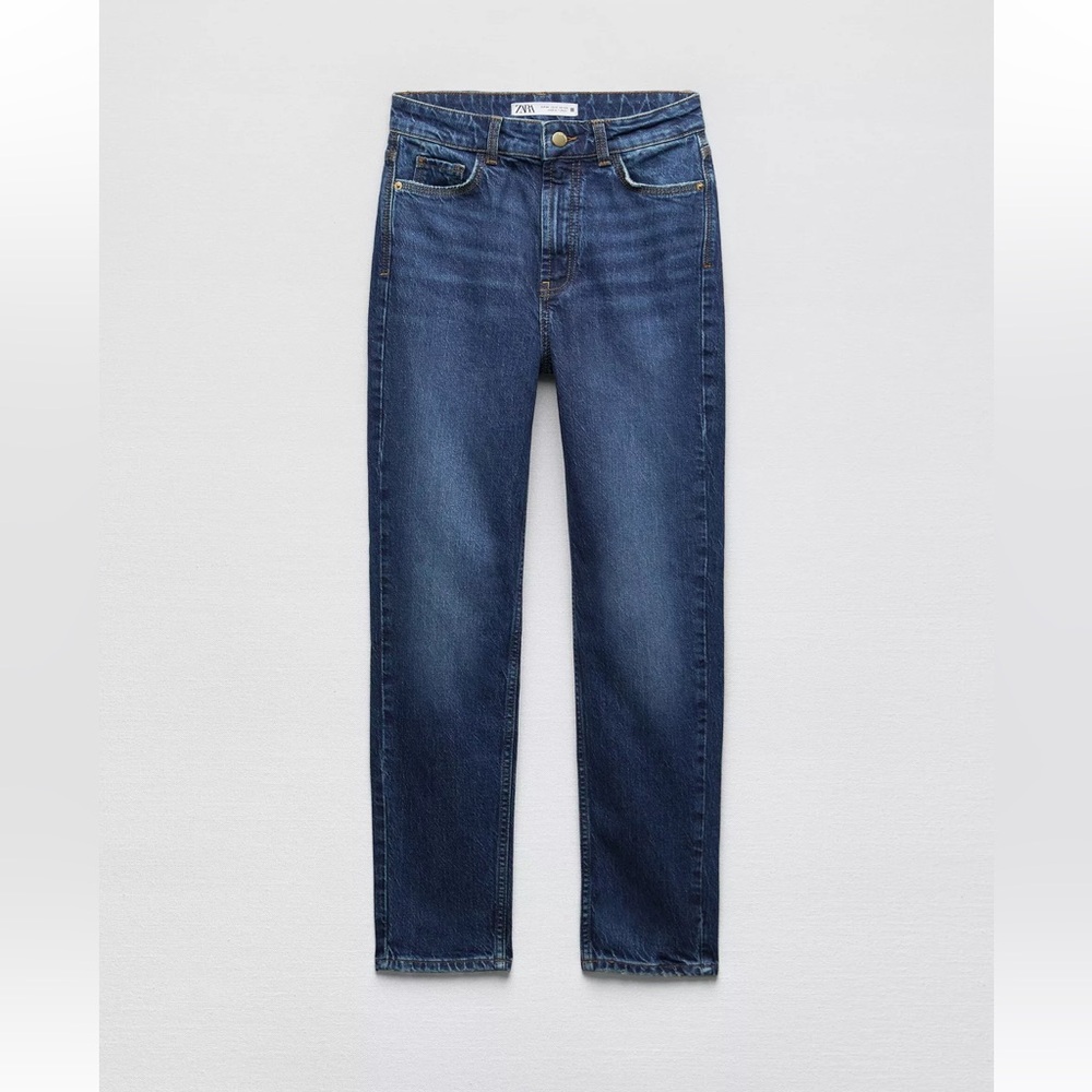 Zara Women's Dark Blue Straight Leg Jeans